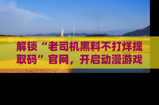 解锁“老司机黑料不打烊提取码”官网，开启动漫游戏的新次元之旅！